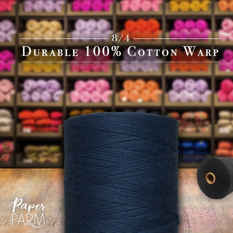 Paper Farm 100% Cotton Loom Warp Thread (Navy Blue), 8/4 Warp Yarn (800 Yards), Perfect for Weaving: Carpet, Tapestry, Rug, Blanket or Pattern - Warping Thread for Any Loom - Image 3